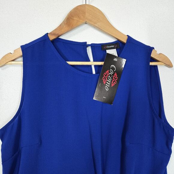 Cocomo Twist Front Top Sz M Blue Sleeveless Keyhole Back Stretch Office NEW - Picture 8 of 13
